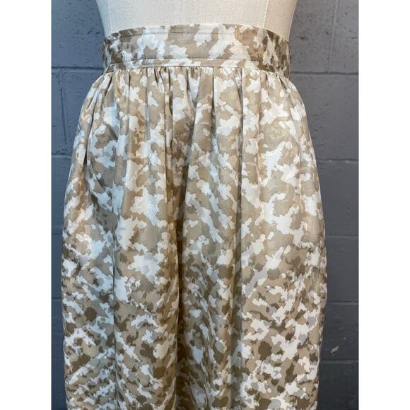 Vintage 1980s 2 Piece Skirt Set Abstract Hounds tooth Checked Tan Cream SM/MD - Picture 7 of 9